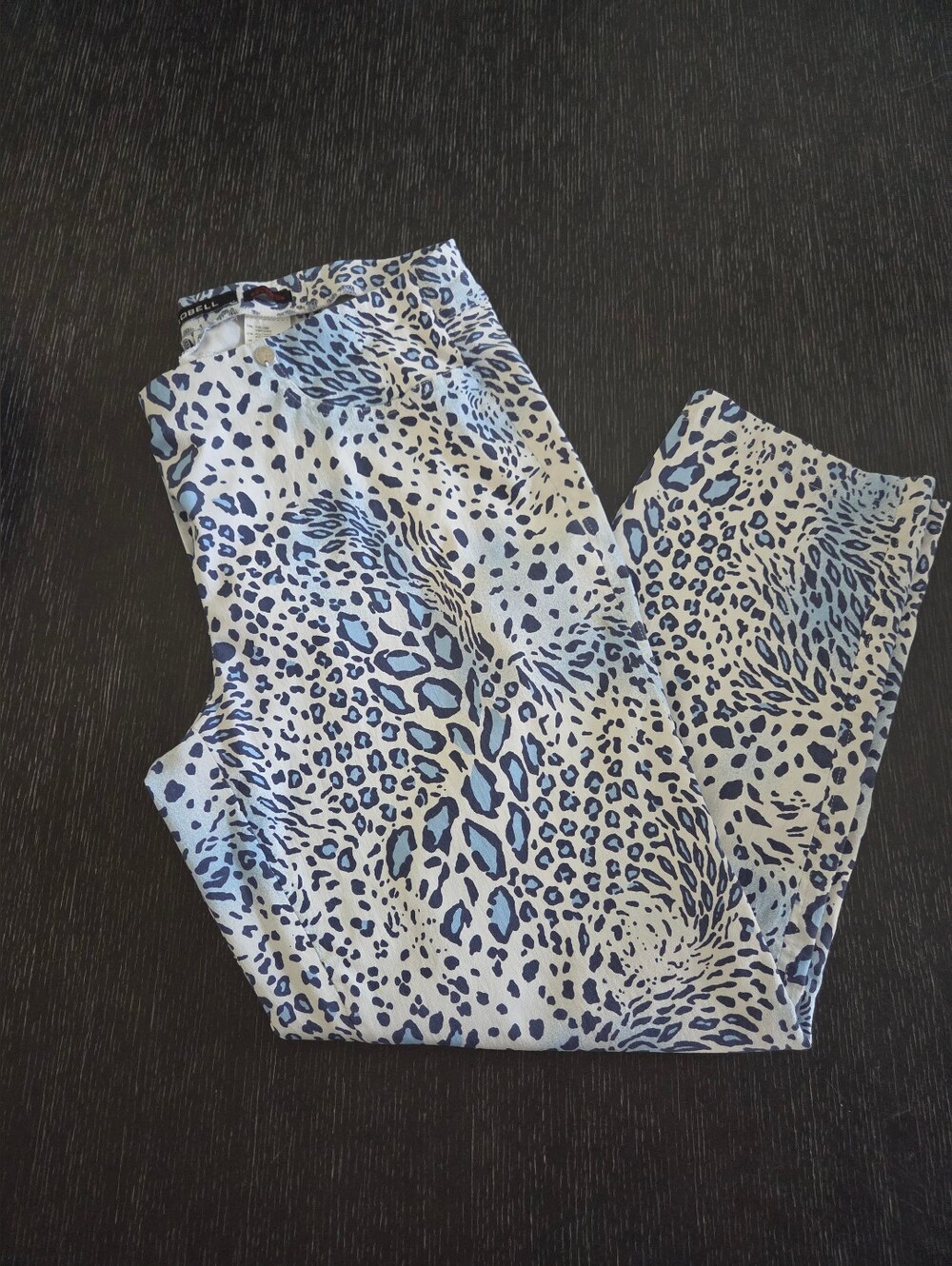 Robell Blue and White Leopard Skinny Jeans